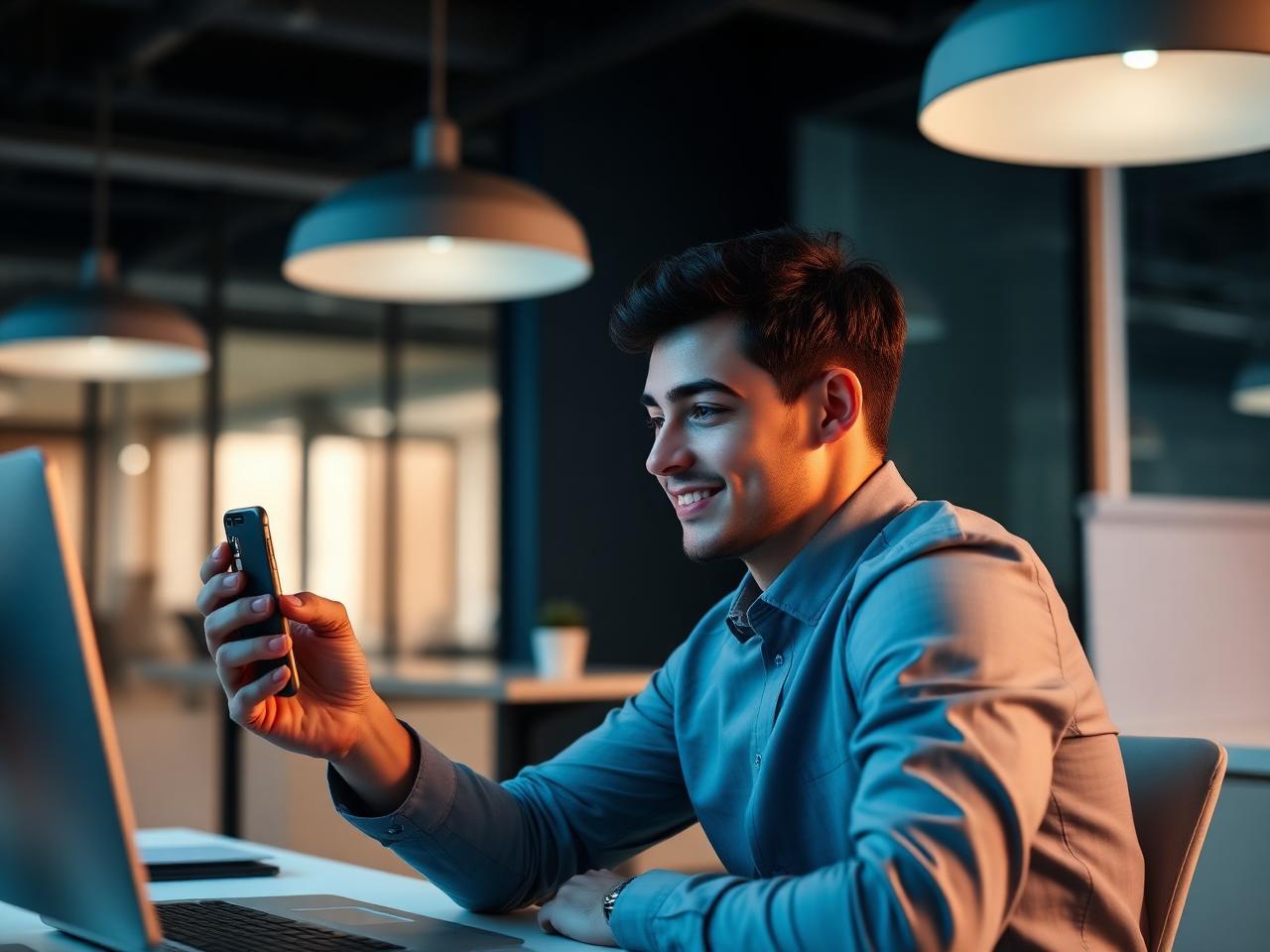 Sales professional recording a social media video on a phone