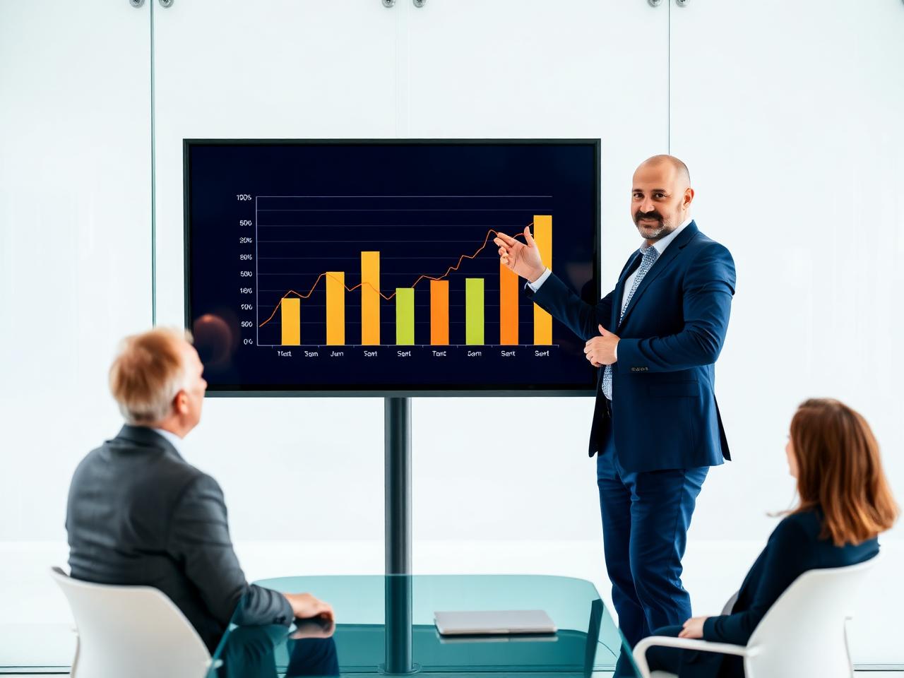 Sales leader presenting results to colleagues